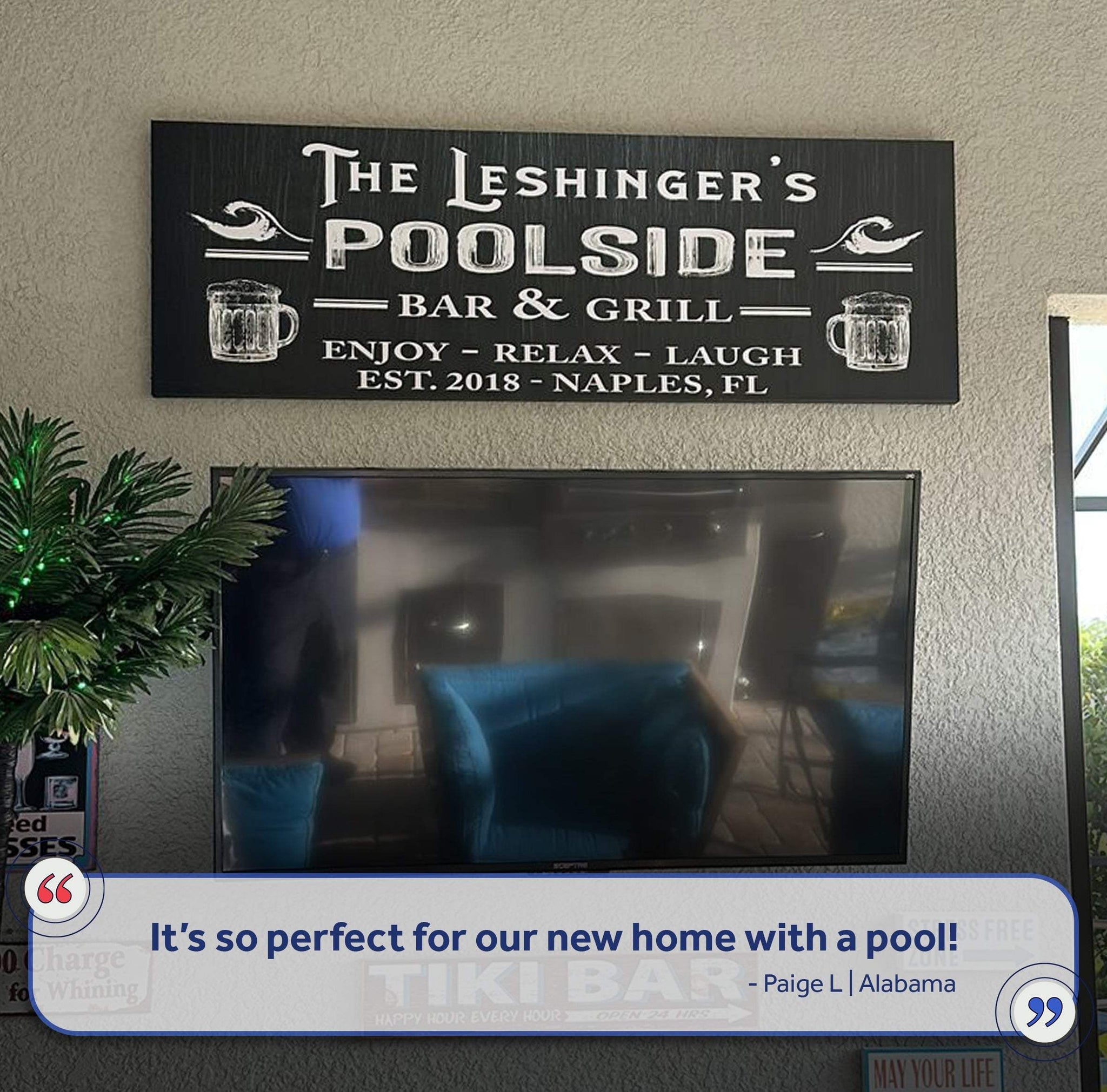Personalized Poolside Bar And Grill Sign III - Tailored Canvases - Flyclothing LLC