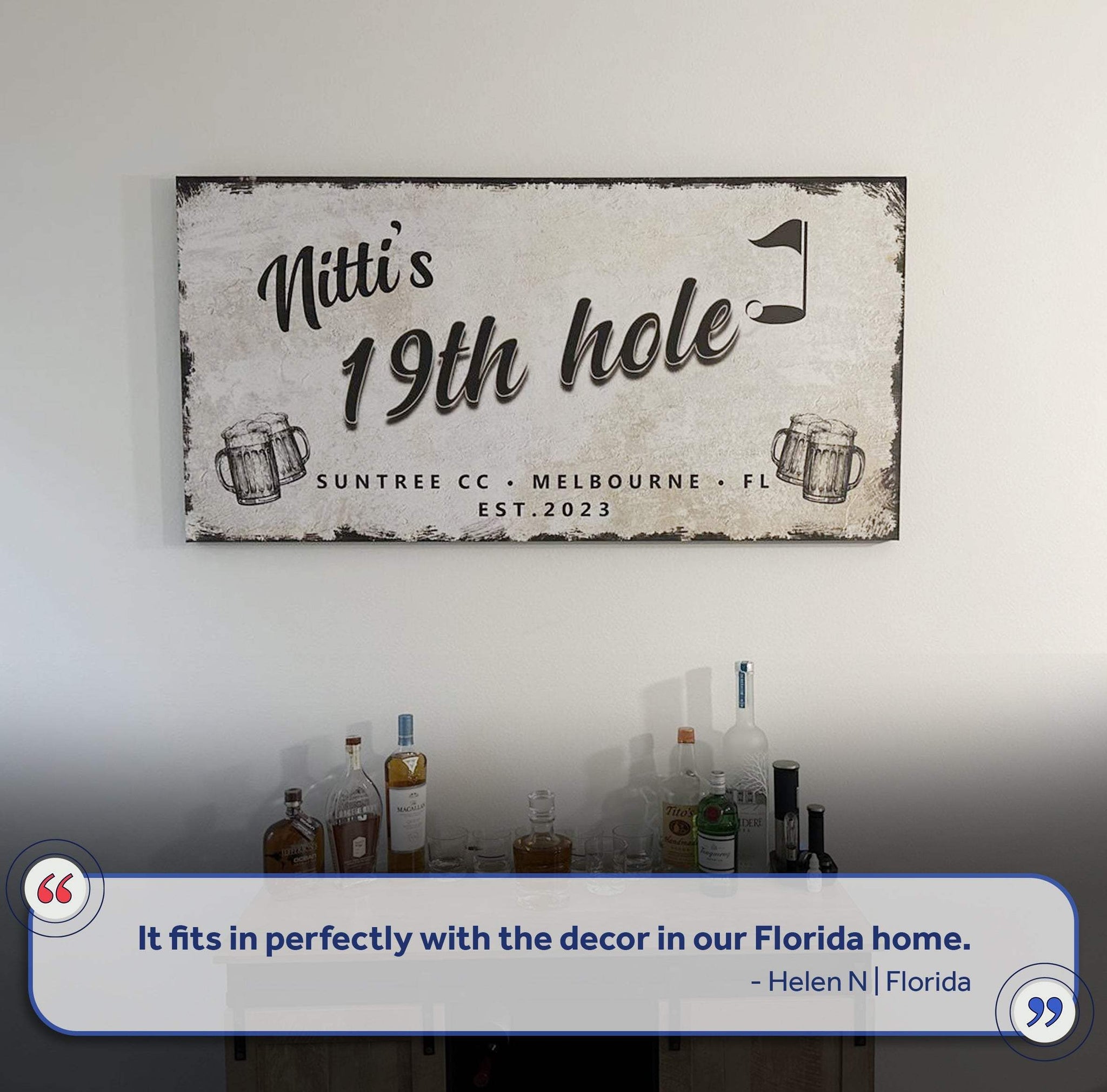 19th Hole Golf Personalized Sign III - Tailored Canvases - Flyclothing LLC
