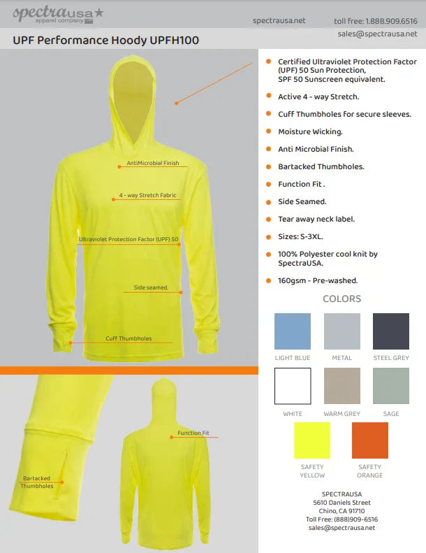 UPF 50 Performance Hoody - SpectraUSA - Flyclothing LLC