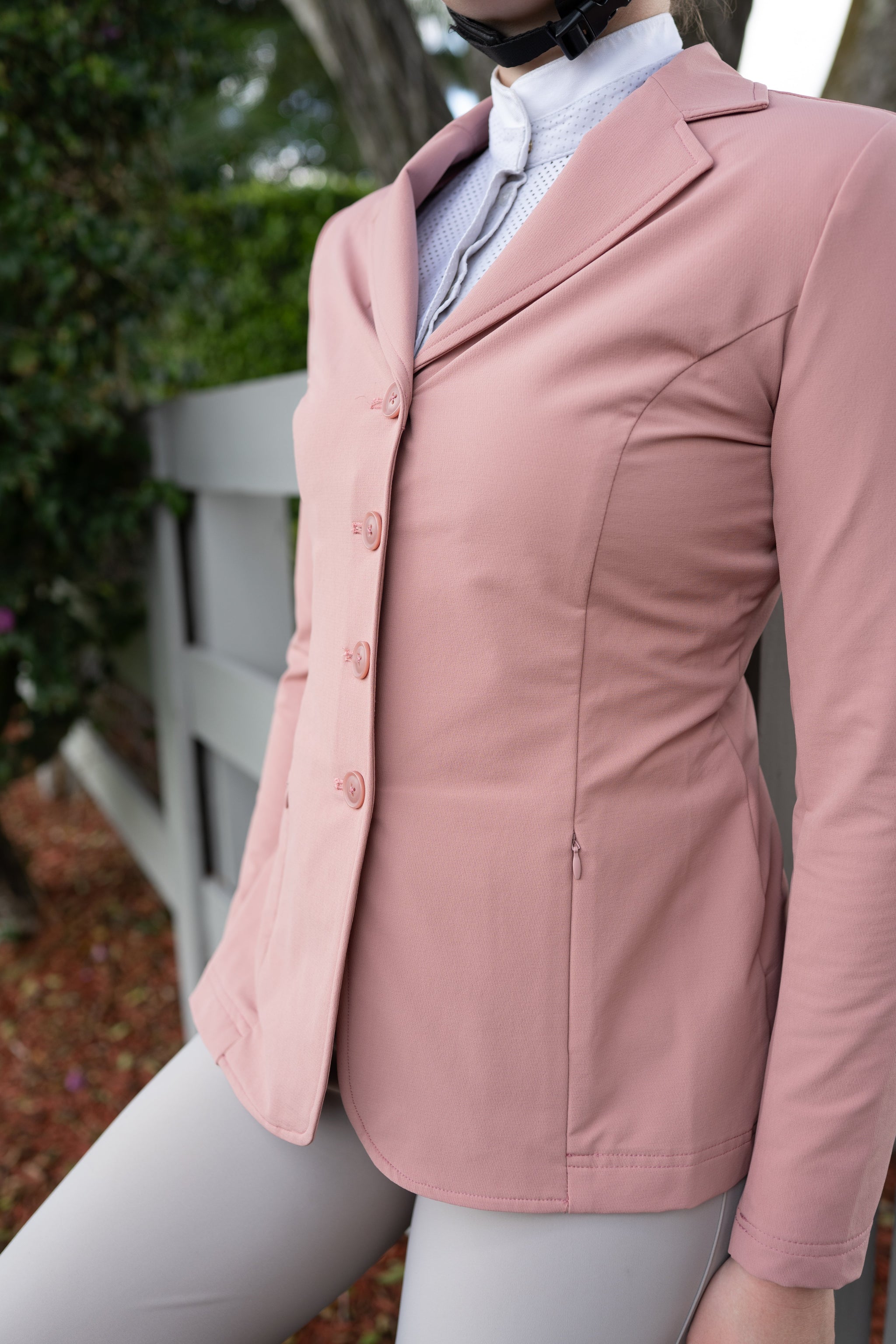 Grand Prix Quinn Show Jacket, 4 Button Front with Hidden Zipper Closure, Rose