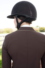 Grand Prix Ladies EQJ 3 Button Show Coat, Chocolate with Tan Piping - Huntley Equestrian - Flyclothing LLC
