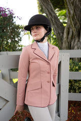 Grand Prix Ladies EQJ 3 Button Show Coat, Rose with Burgundy Piping - Huntley Equestrian - Flyclothing LLC