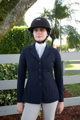 Grand Prix Ladies Quinn Show Coat, 4 Button with Hidden Zipper Closure, Navy