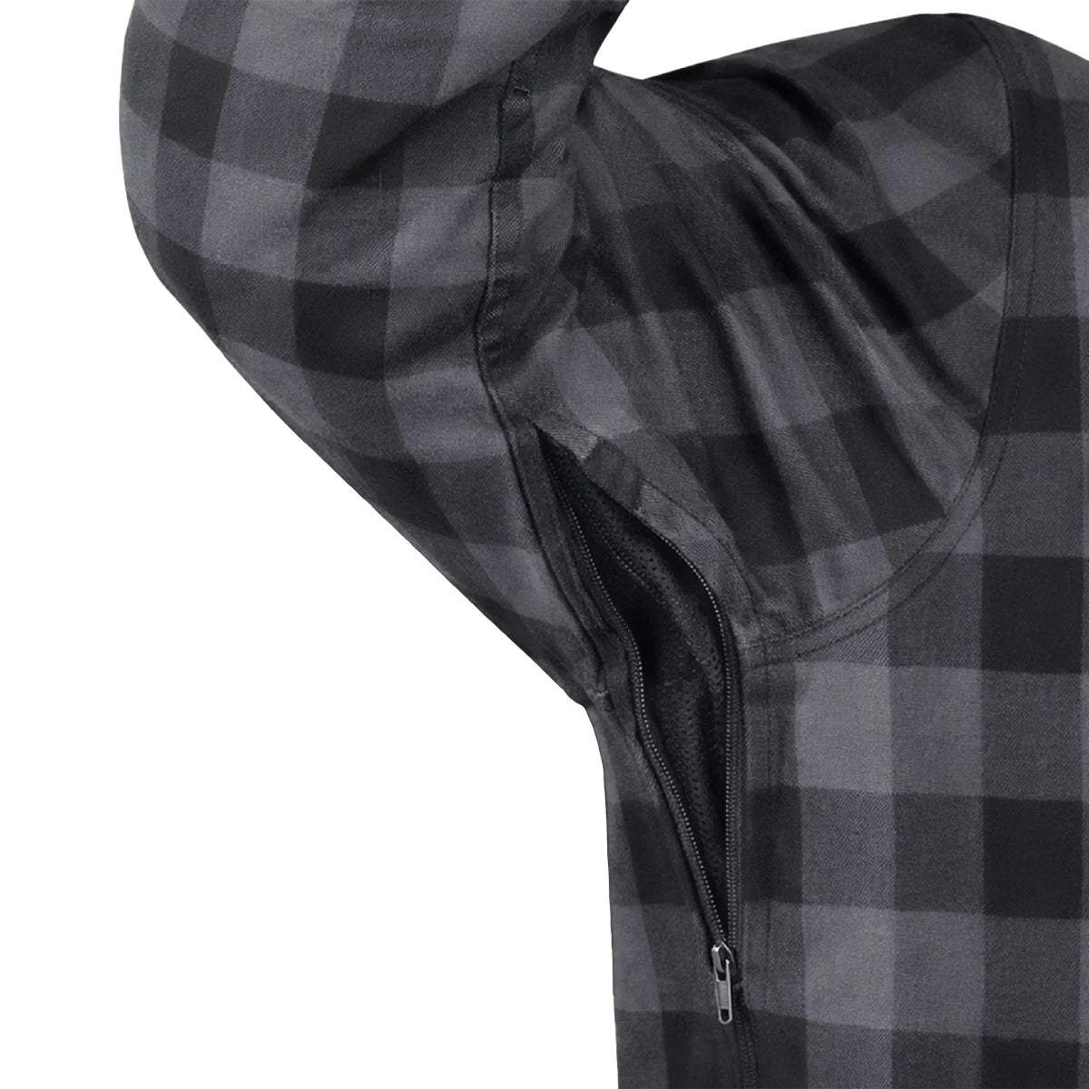 Sentry - Mens Black & Gray Armored Flannel - Unik Just for Bikers - Flyclothing LLC