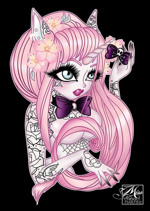 Black Market Art Company Tattooed Unicorn Girl Print