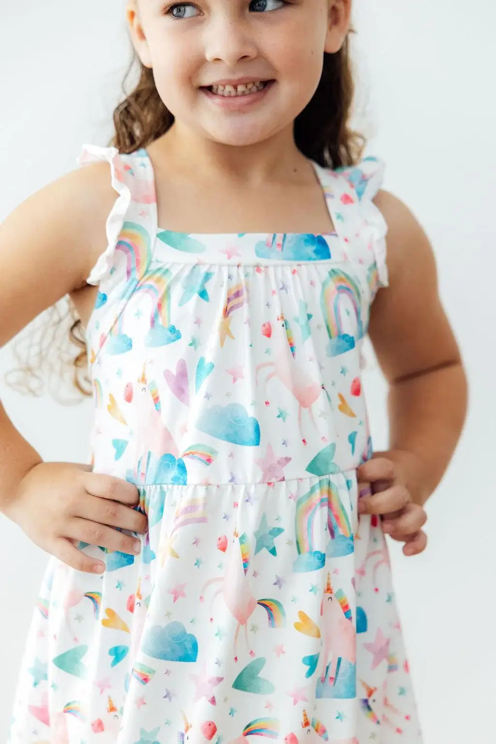 Unicorn Kisses Ruffle Cross Back Dress - Mila & Rose ® - Flyclothing LLC