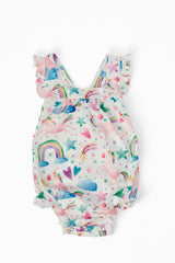 Unicorn Kisses Ruffle Cross Back Romper - Mila & Rose ® - Flyclothing LLC