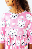Unicorn Kitties 3/4 Sleeve Pocket Twirl Dress - Mila & Rose ® - Flyclothing LLC