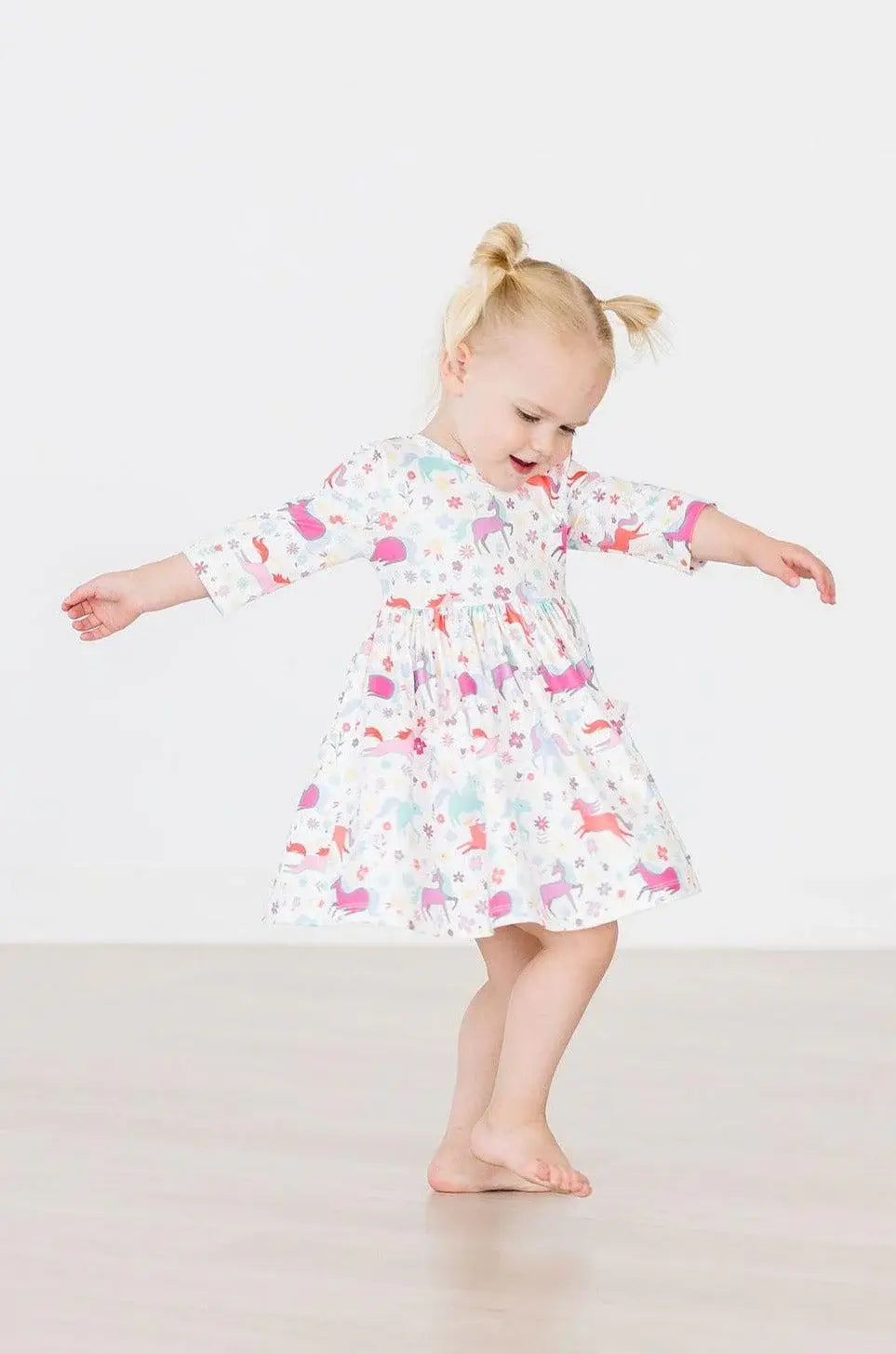 Unicorn Wish 3/4 Sleeve Pocket Twirl Dress - Mila & Rose ® - Flyclothing LLC