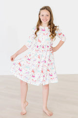 Unicorn Wish 3/4 Sleeve Pocket Twirl Dress - Mila & Rose ® - Flyclothing LLC