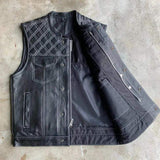 White Diamond - Men's Club Style Leather Motorcycle Vest - Unik Just for Bikers - Flyclothing LLC