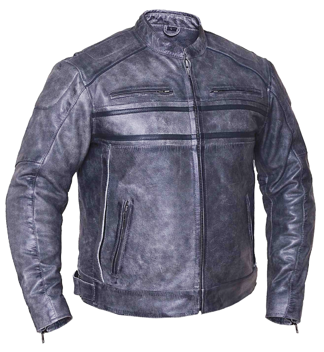 Unik International Mens Gray Leather Jacket