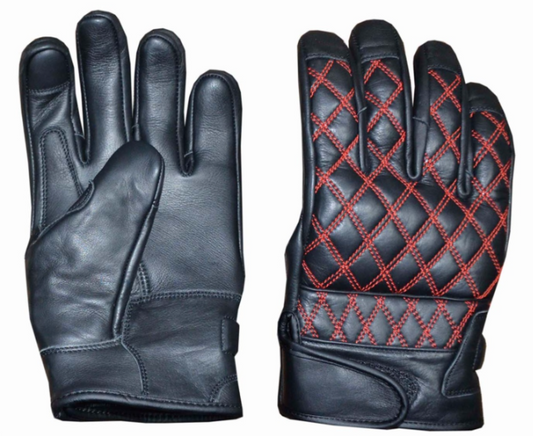Unik Leather Mens Black & Red Gloves 8423.01