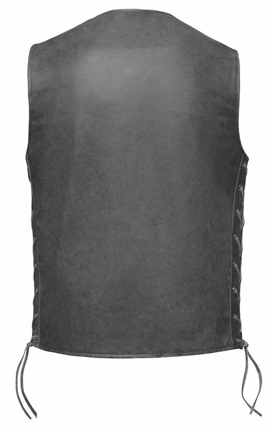 2611.GN - Mens Gray Leather Vest