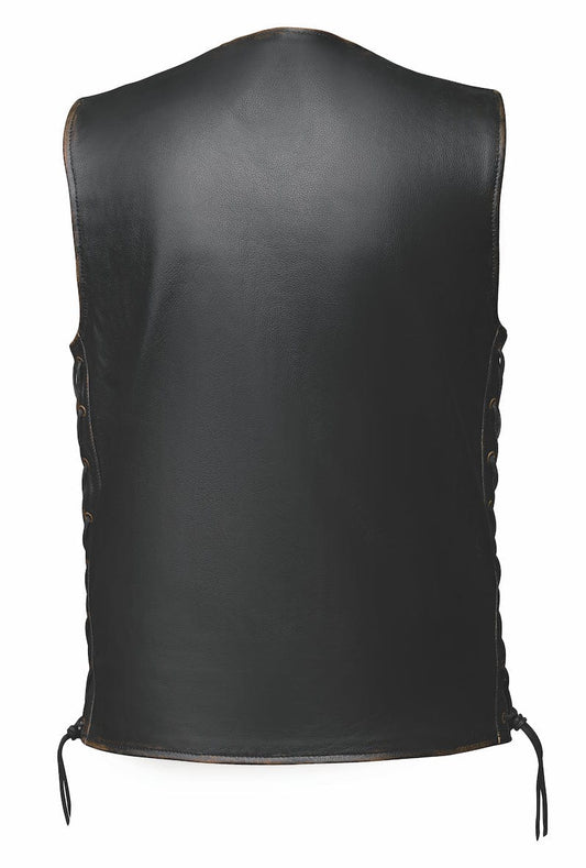 2611.RUB - Mens Brown Leather Vest