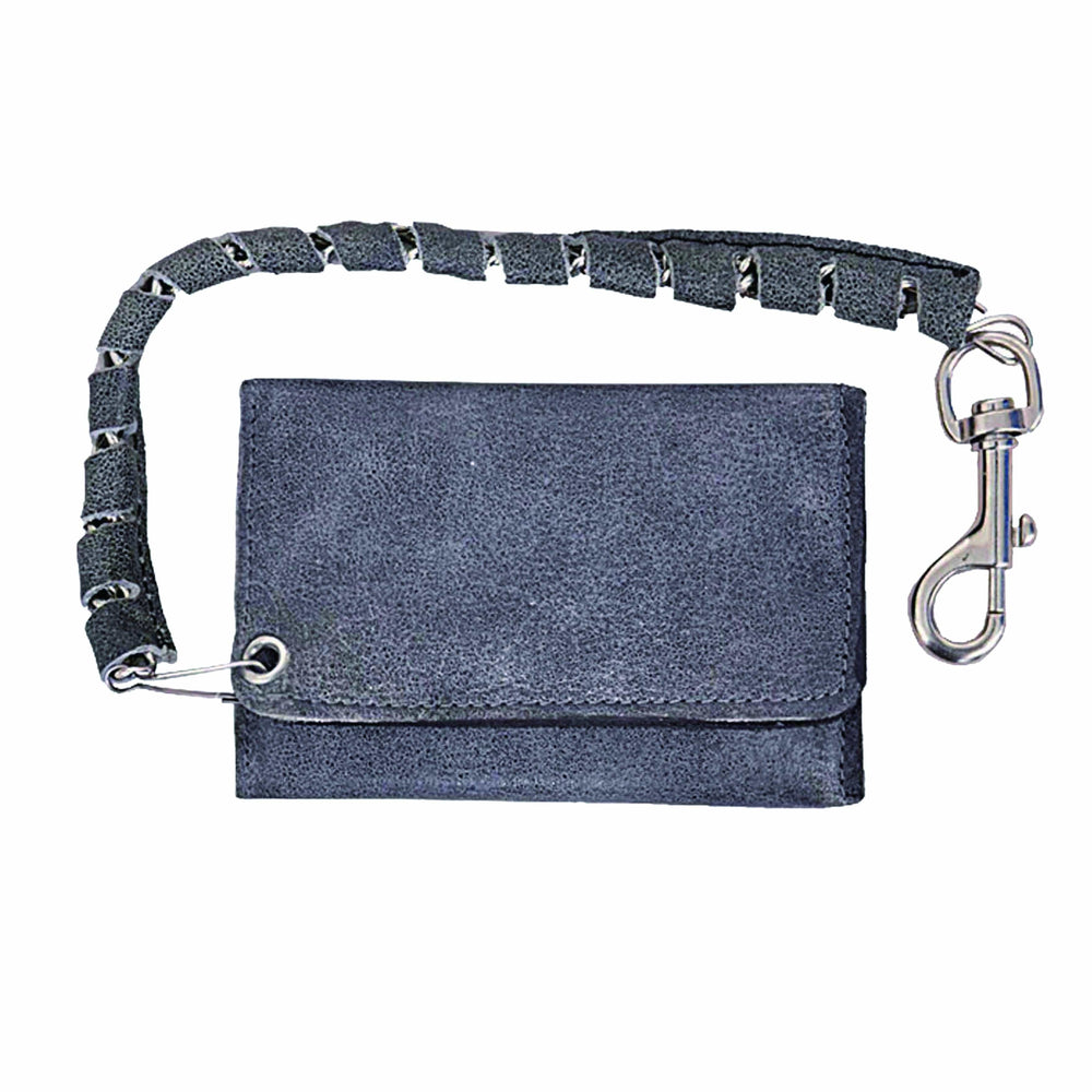 Gray Leather Biker Chain Wallet - Unik Just for Bikers