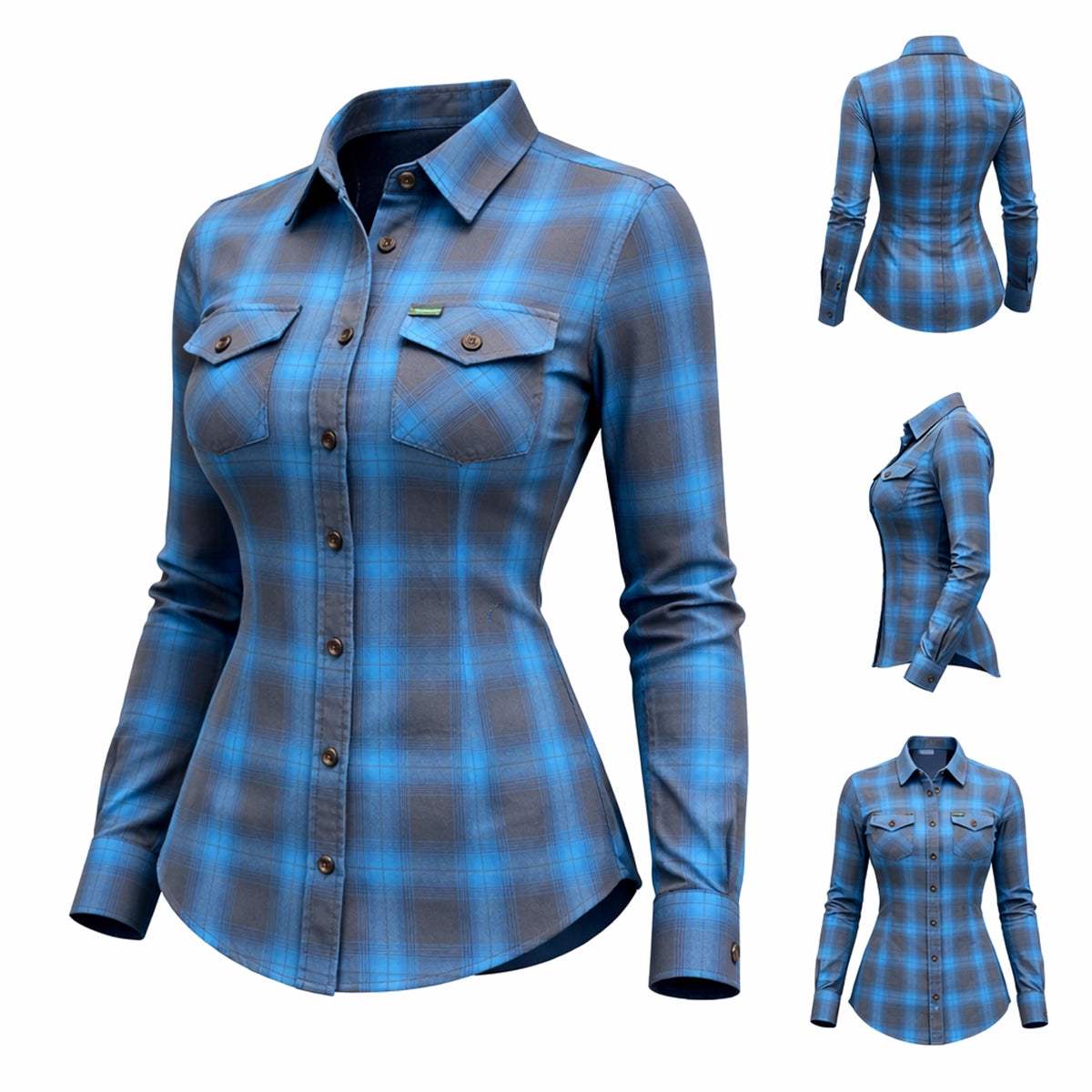 Teal Flannel - Ladies Flannel Shirt - Unik Just for Bikers - Flyclothing LLC