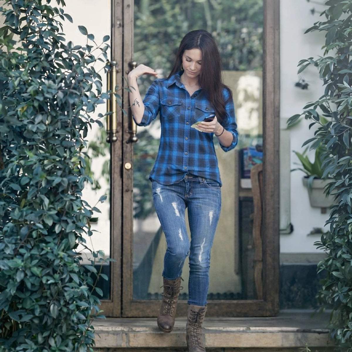 Teal Flannel - Ladies Flannel Shirt - Unik Just for Bikers - Flyclothing LLC