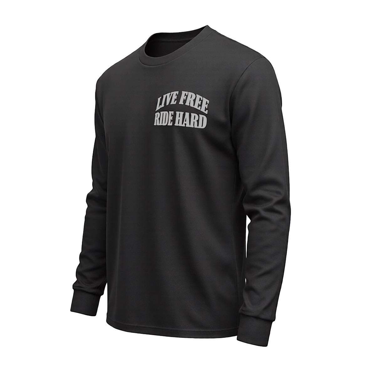Live Free Ride Hard - Men's Long Sleeve Biker Tee - Unik Just for Bikers - Flyclothing LLC