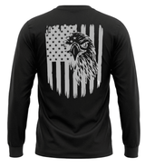 Men's Black Long Sleeve T-Shirt with American Eagle & Flag Print - Unik Just for Bikers - Flyclothing LLC
