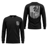 Men's Black Long Sleeve T-Shirt with American Eagle & Flag Print - Unik Just for Bikers - Flyclothing LLC