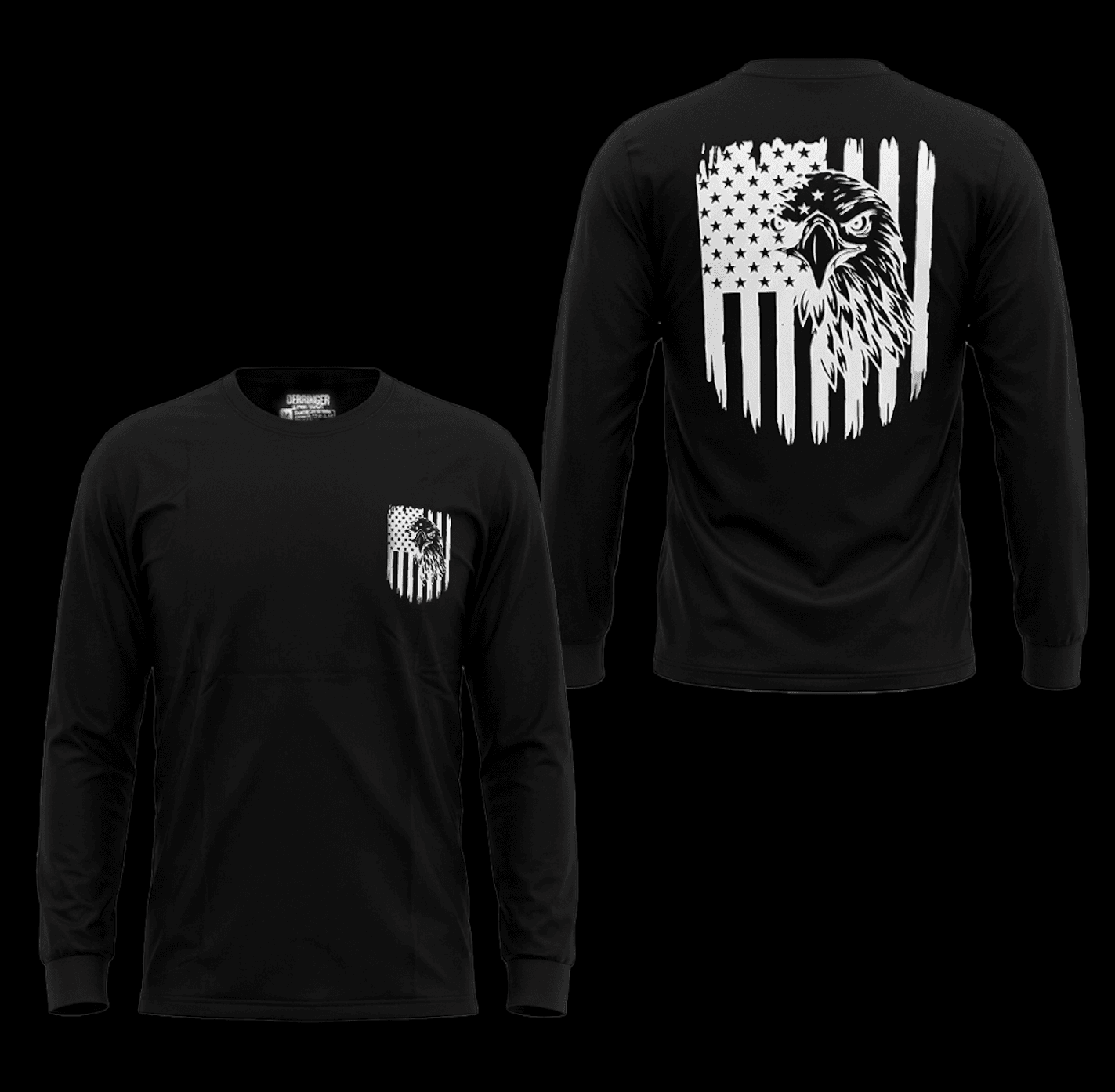Men's Long Sleeve T-Shirt with American Eagle & Flag Print - Unik Just for Bikers - Flyclothing LLC
