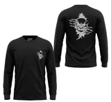 Men's Black Long Sleeve T-Shirt with Skull Graphic Print - Unik Just for Bikers - Flyclothing LLC