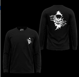 Men's Black Long Sleeve T-Shirt with Skull Graphic Print - Unik Just for Bikers - Flyclothing LLC
