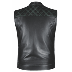 6671.11 - Unik Mens Premium Leather Diamond Stitch Club Vest
