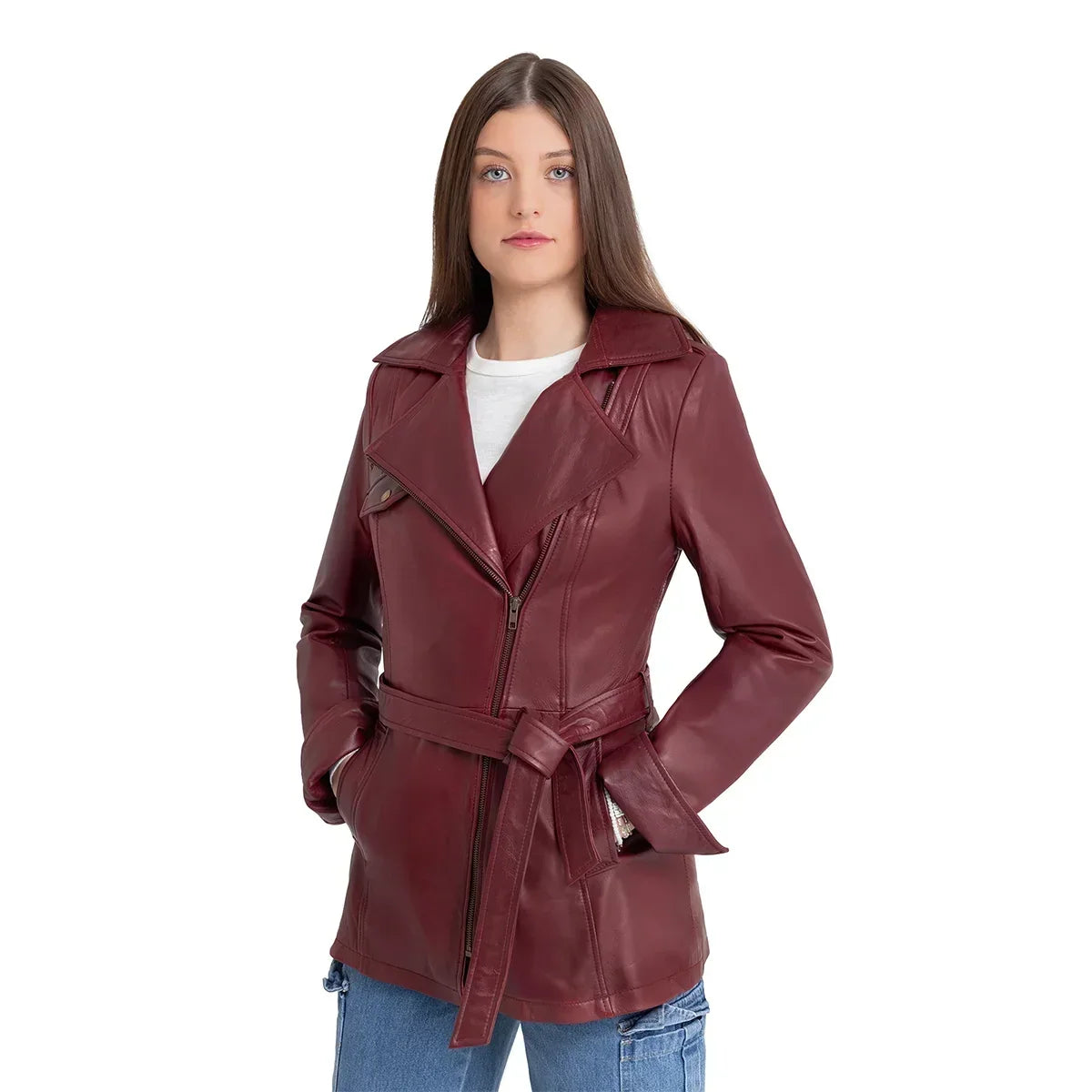 Juliette Women's Asymmetrical Leather Trench Coat - Whet Blu NYC - Flyclothing LLC