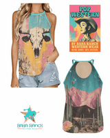 Baha Ranch Bull Skull Retro Pop Western Tank Top - Baha Ranch Western Wear - Flyclothing LLC
