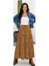 Baha Ranch Western Boot Print Tiered Prairie Maxi Skirt - Baha Ranch Western Wear - Flyclothing LLC