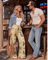 Baha Ranch The Last Roundup Rodeo High Waisted Wide Leg Pants