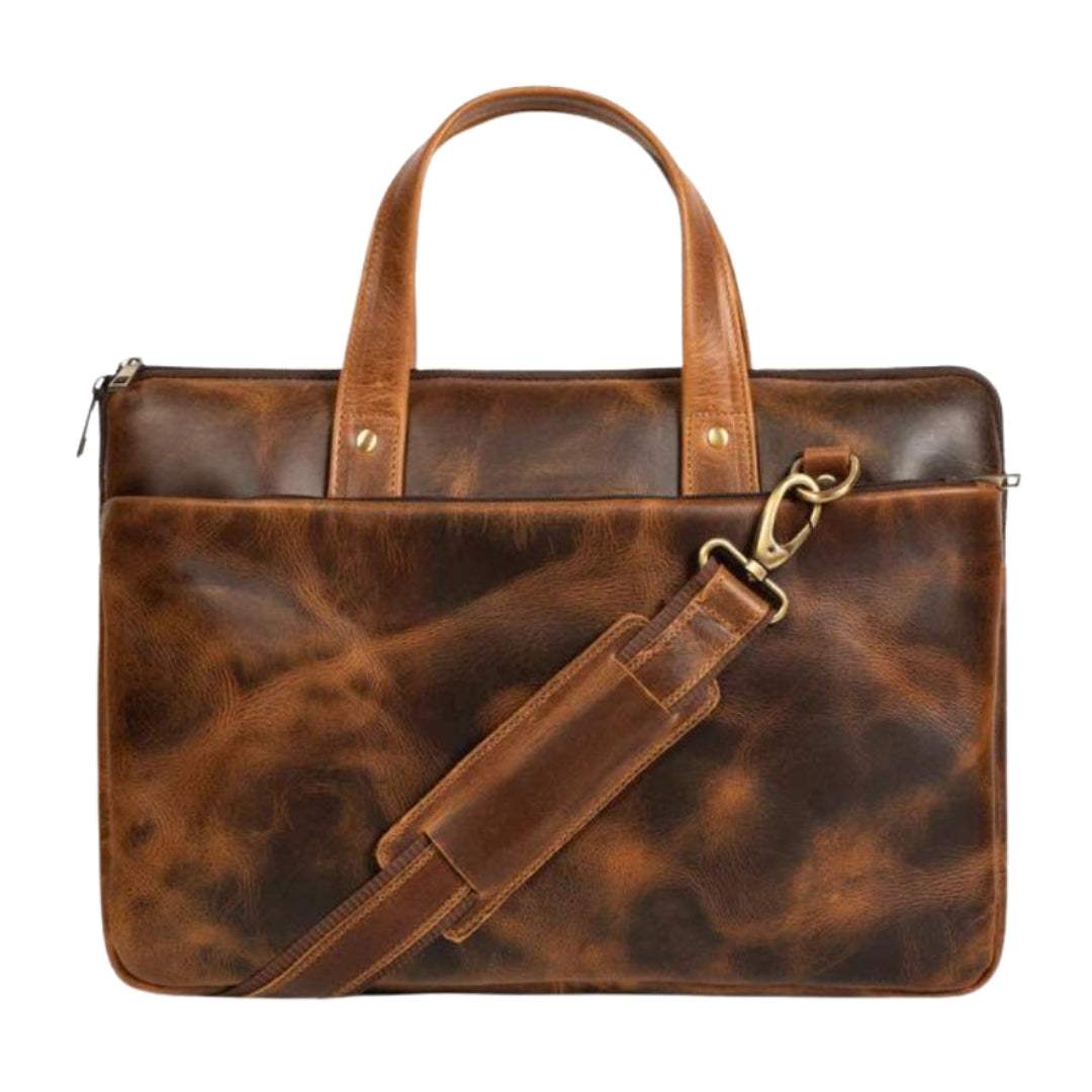 Harbor Laptop Briefcase, Tan - Classy Leather Bags - Flyclothing LLC