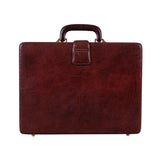 Executive Men's Leather Attache Briefcase Brown/Cherry Red - Classy Leather Bags - Flyclothing LLC