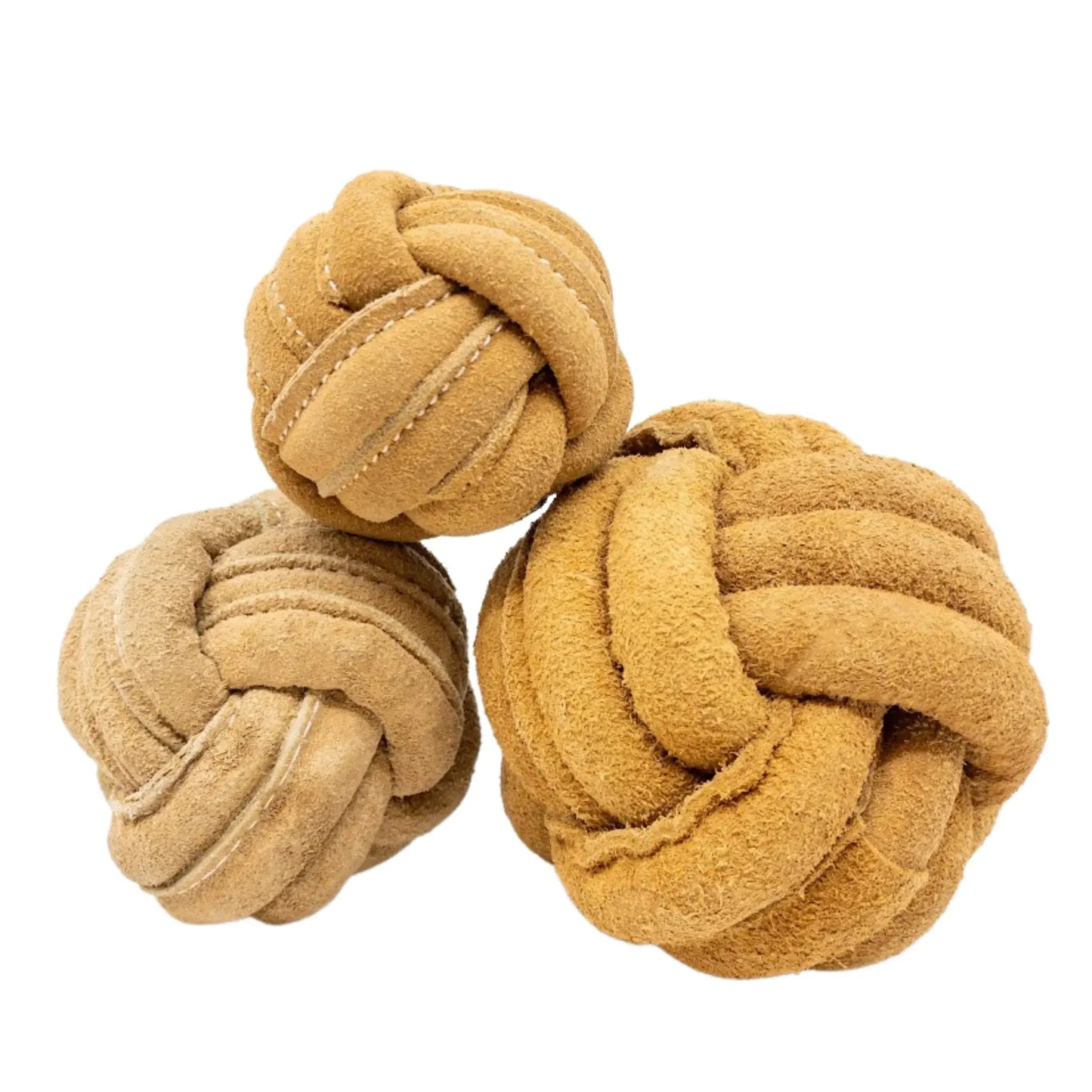 Huggle-Hide® Natural Leather Ball Dog Toy, 2 Pack - HuggleHounds - Flyclothing LLC