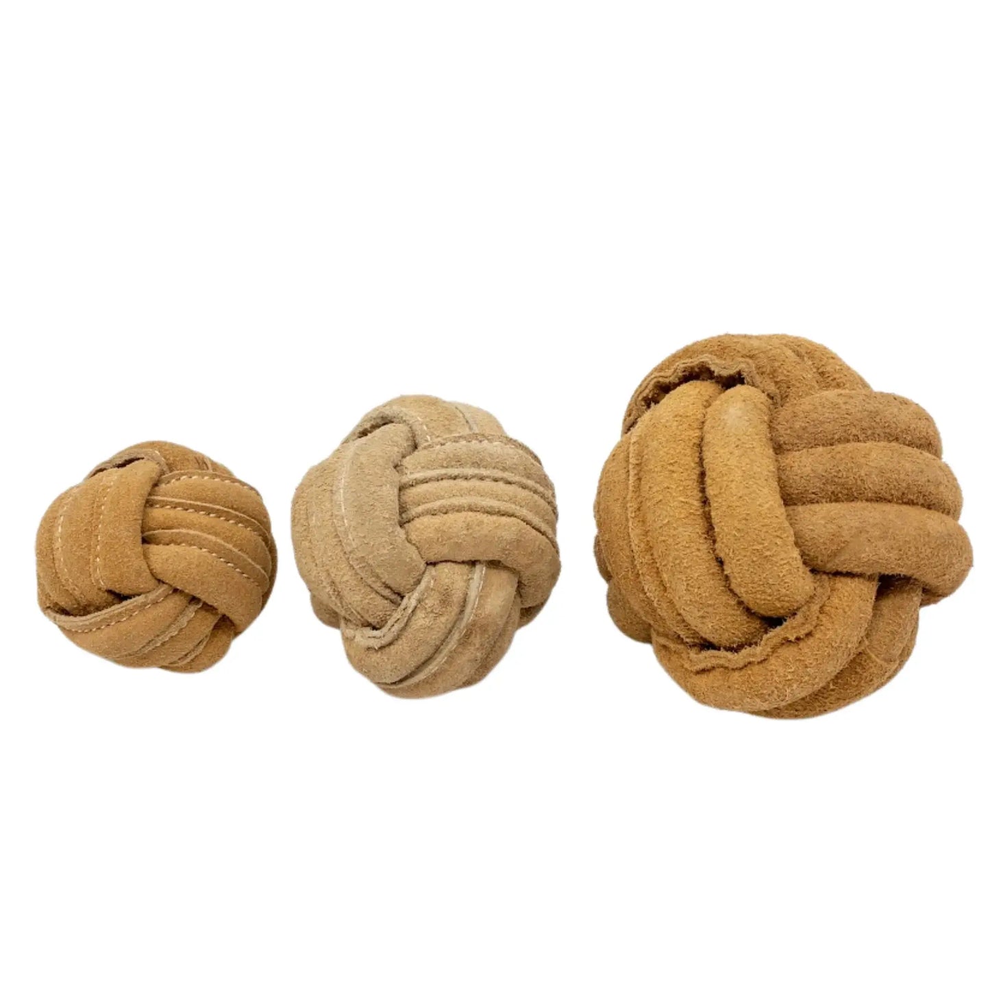 Huggle-Hide® Natural Leather Ball Dog Toy, 2 Pack - HuggleHounds - Flyclothing LLC