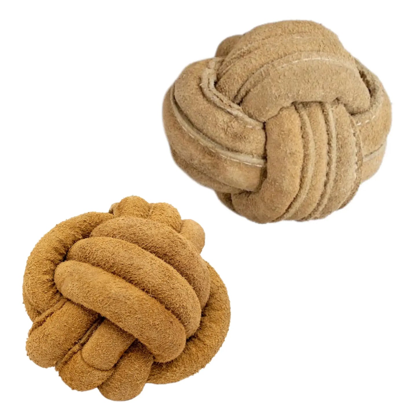 Huggle-Hide® Natural Leather Ball Dog Toy, 2 Pack - HuggleHounds - Flyclothing LLC