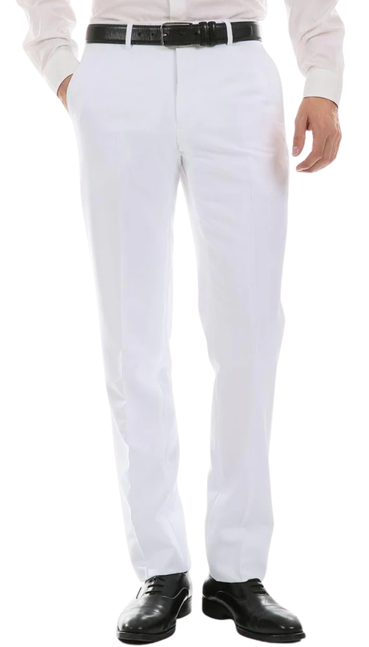 Ferrecci Men's Halo White Slim Fit Flat-Front Dress Pants - Ferrecci USA - Flyclothing LLC