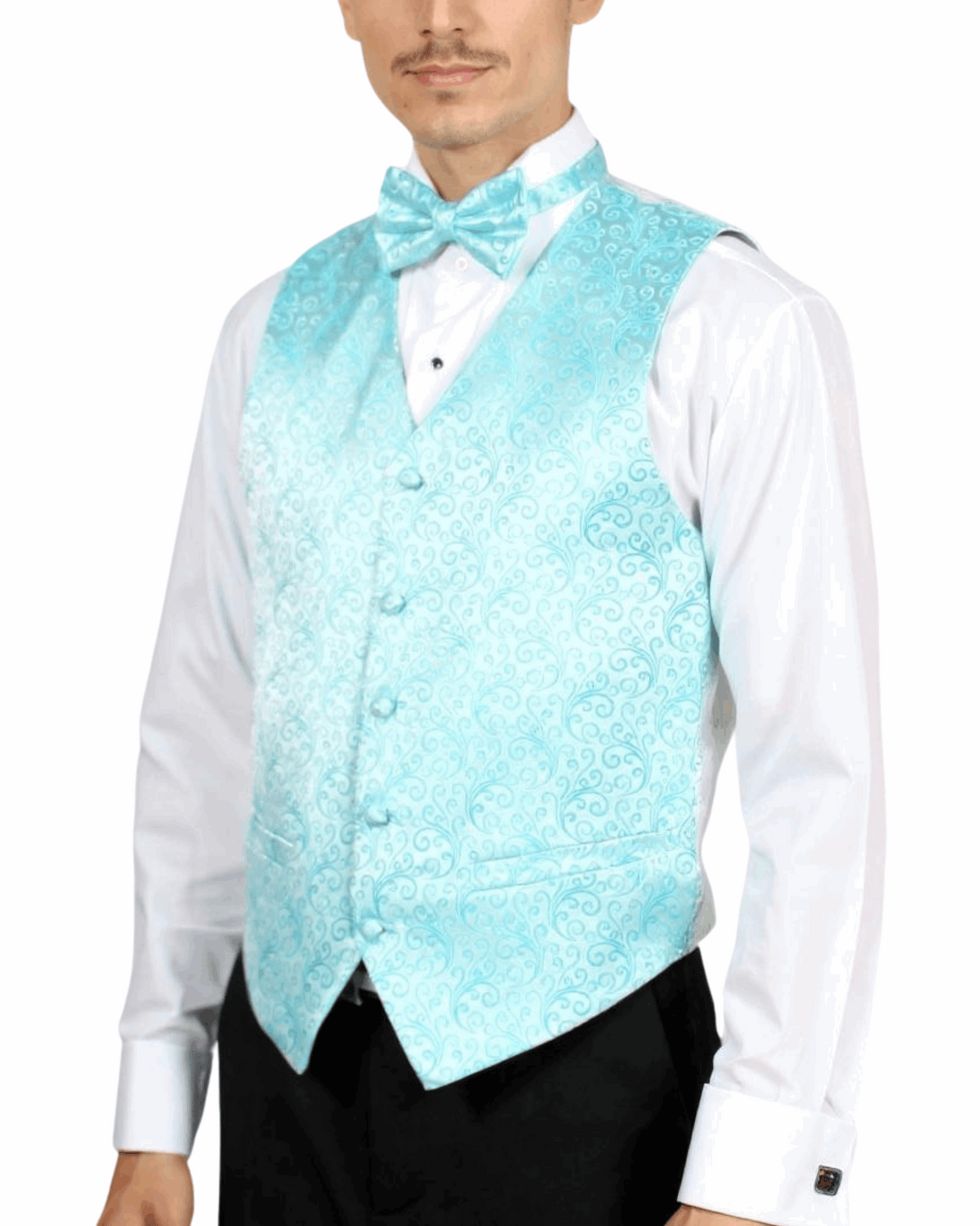 Ferrecci Mens PV50-6 Turquoise with Turquoise Back Vest Set - Ferrecci USA - Flyclothing LLC