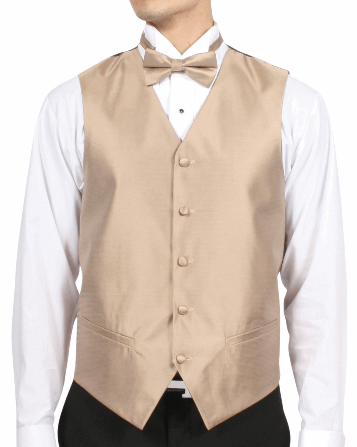 Ferrecci Mens PV450 - Champagne with Black Back Adjustable Textured Vest Set - Ferrecci USA - Flyclothing LLC