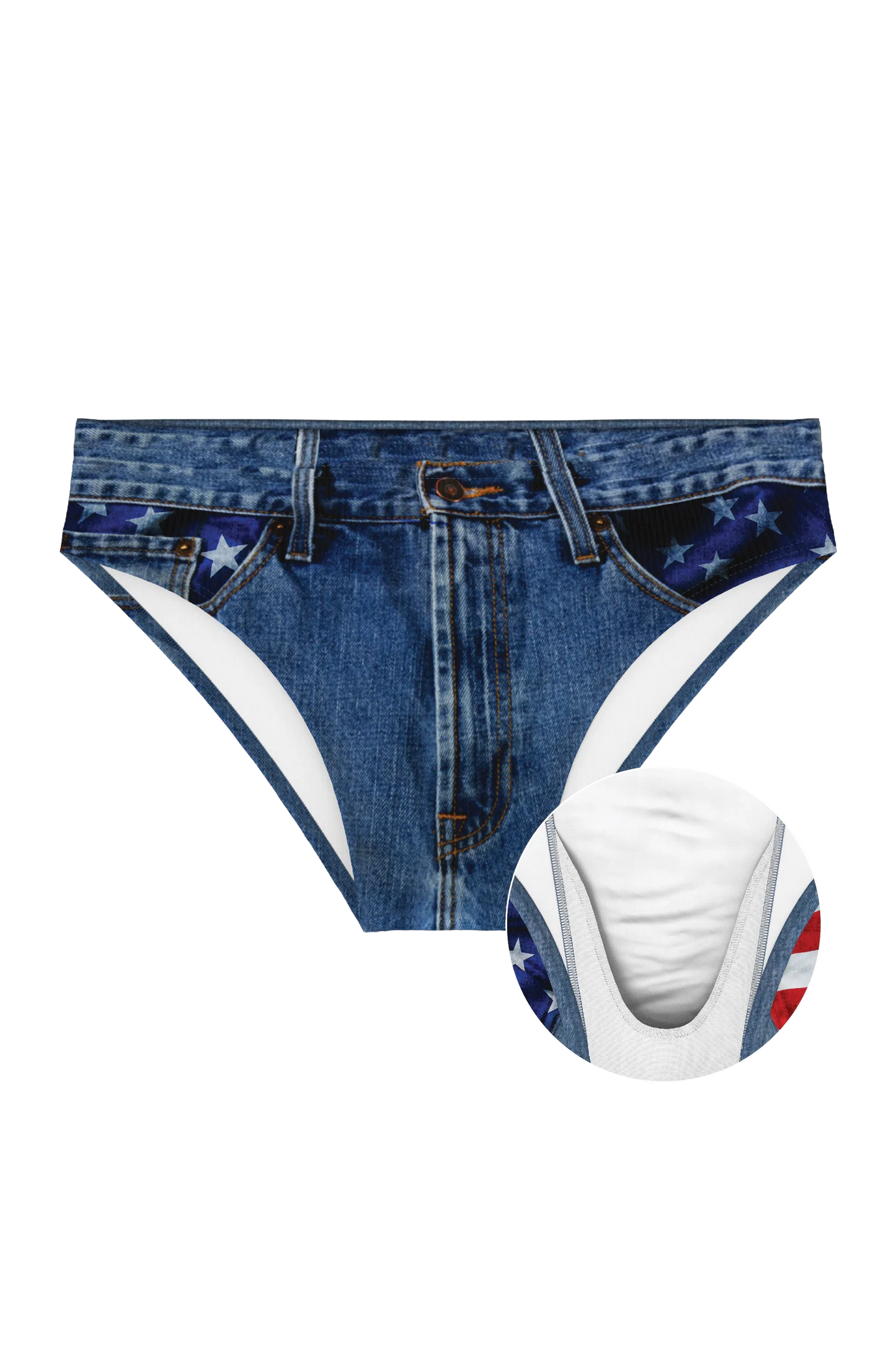 The Chattahoochee Daddy | USA Denim Print Ball Hammock® Pouch Swim Briefs - Shinesty - Flyclothing LLC