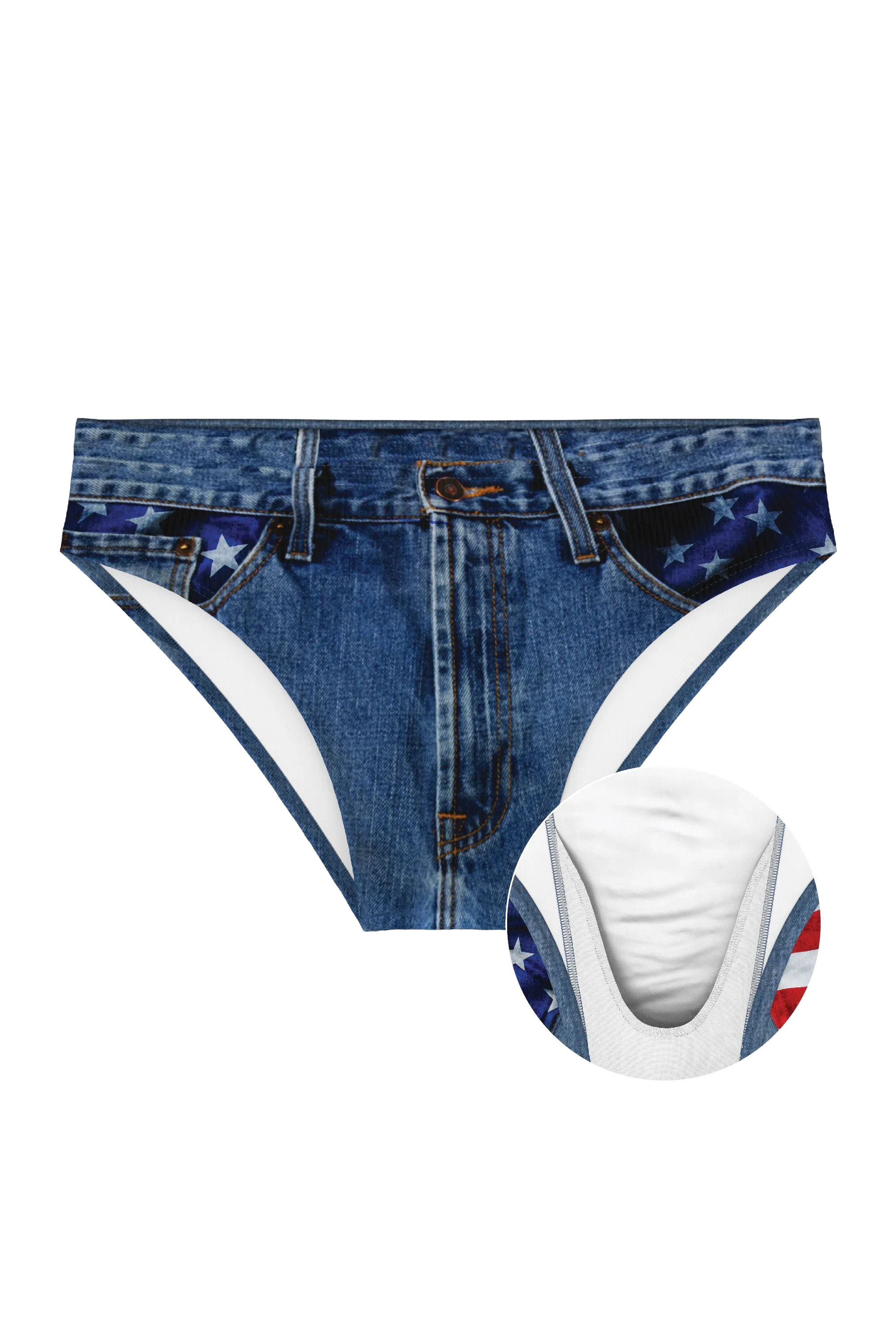 The Chattahoochee Daddy | USA Denim Print Ball Hammock® Pouch Swim Briefs - Shinesty - Flyclothing LLC