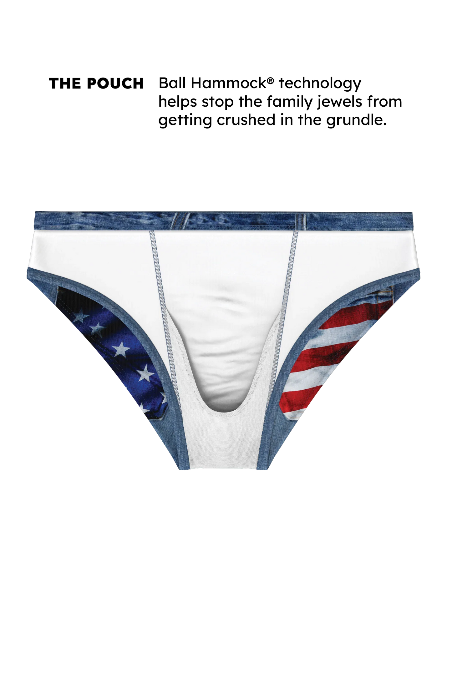 The Chattahoochee Daddy | USA Denim Print Ball Hammock® Pouch Swim Briefs - Shinesty - Flyclothing LLC