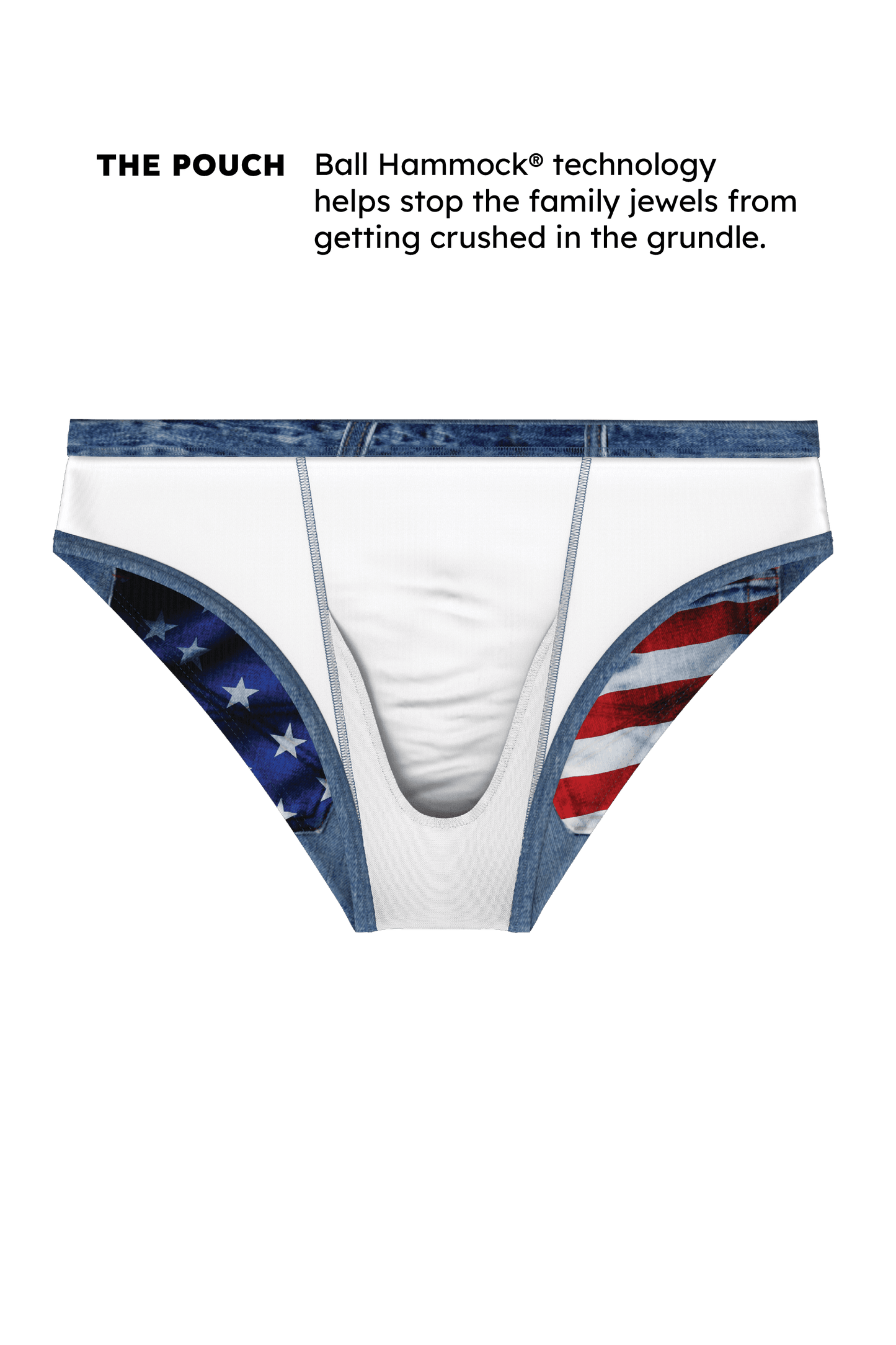 The Chattahoochee Daddy | USA Denim Print Ball Hammock® Pouch Swim Briefs - Shinesty - Flyclothing LLC