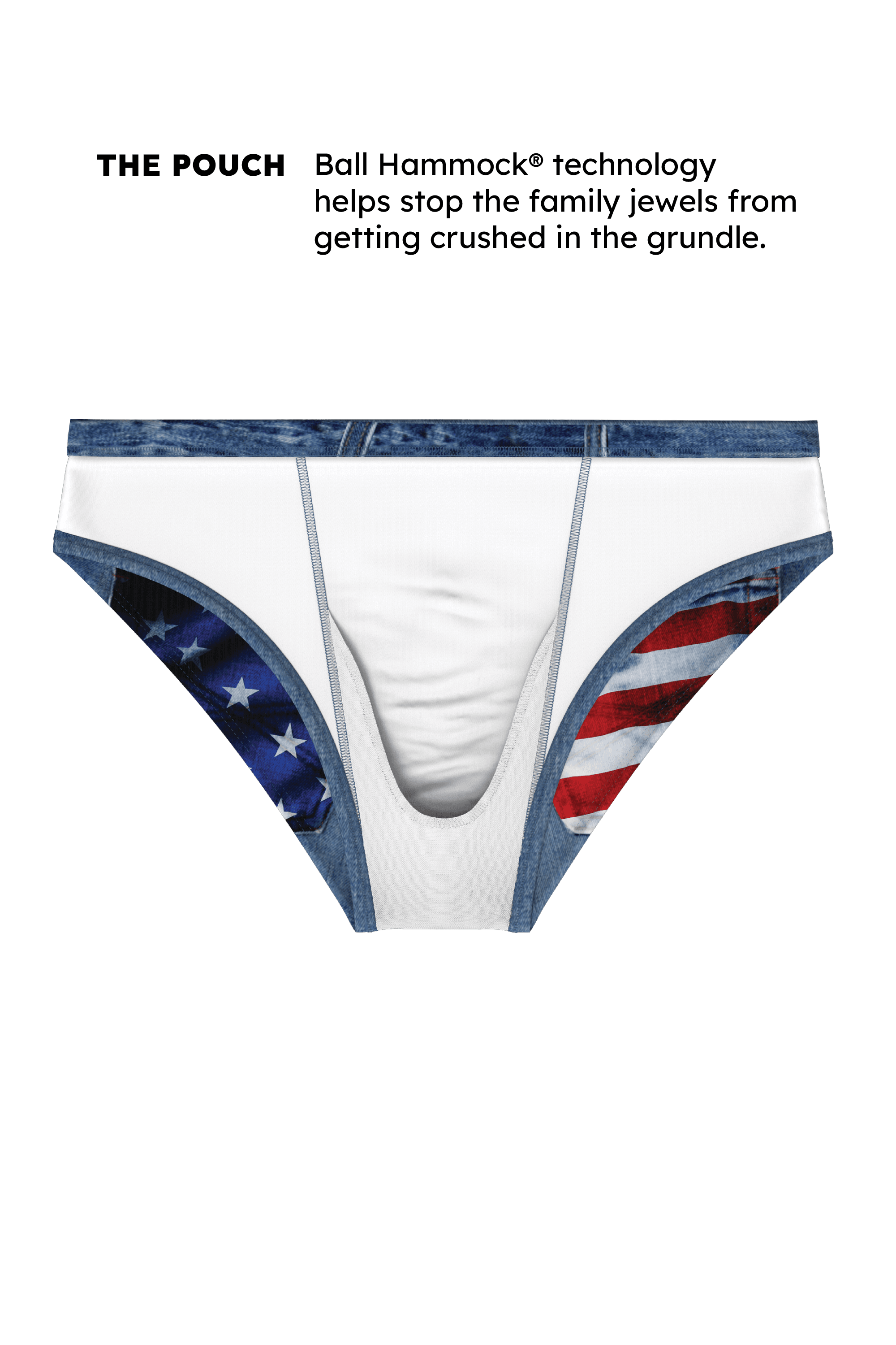 The Chattahoochee Daddy | USA Denim Print Ball Hammock® Pouch Swim Briefs - Shinesty - Flyclothing LLC