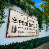Personalized Poolside Bar And Grill Sign - Tailored Canvases - Flyclothing LLC