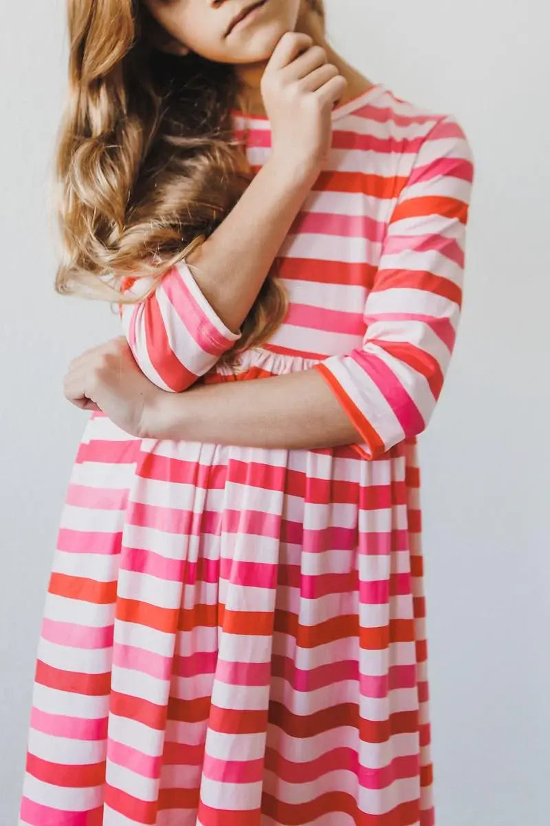 All You Need is Love 3/4 Sleeve Pocket Twirl Dress - Mila & Rose ® - Flyclothing LLC