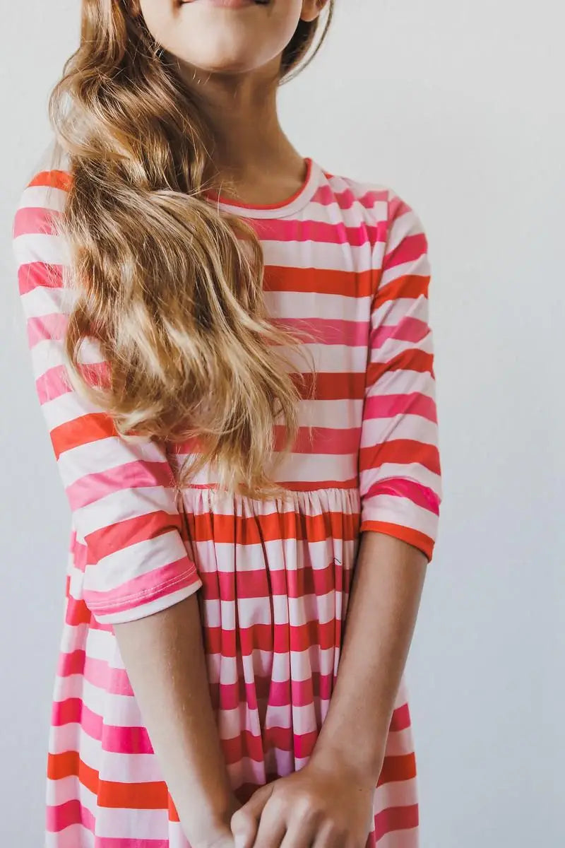 All You Need is Love 3/4 Sleeve Pocket Twirl Dress - Mila & Rose ® - Flyclothing LLC