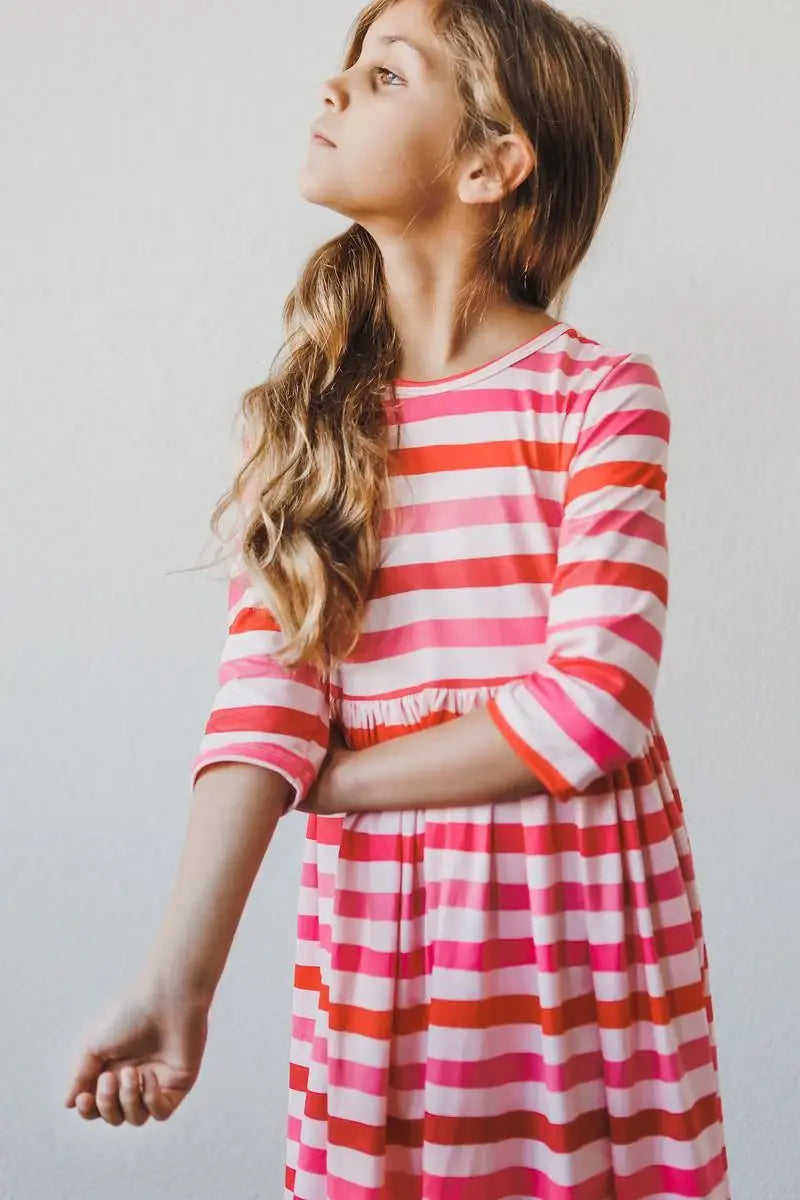 All You Need is Love 3/4 Sleeve Pocket Twirl Dress - Mila & Rose ® - Flyclothing LLC